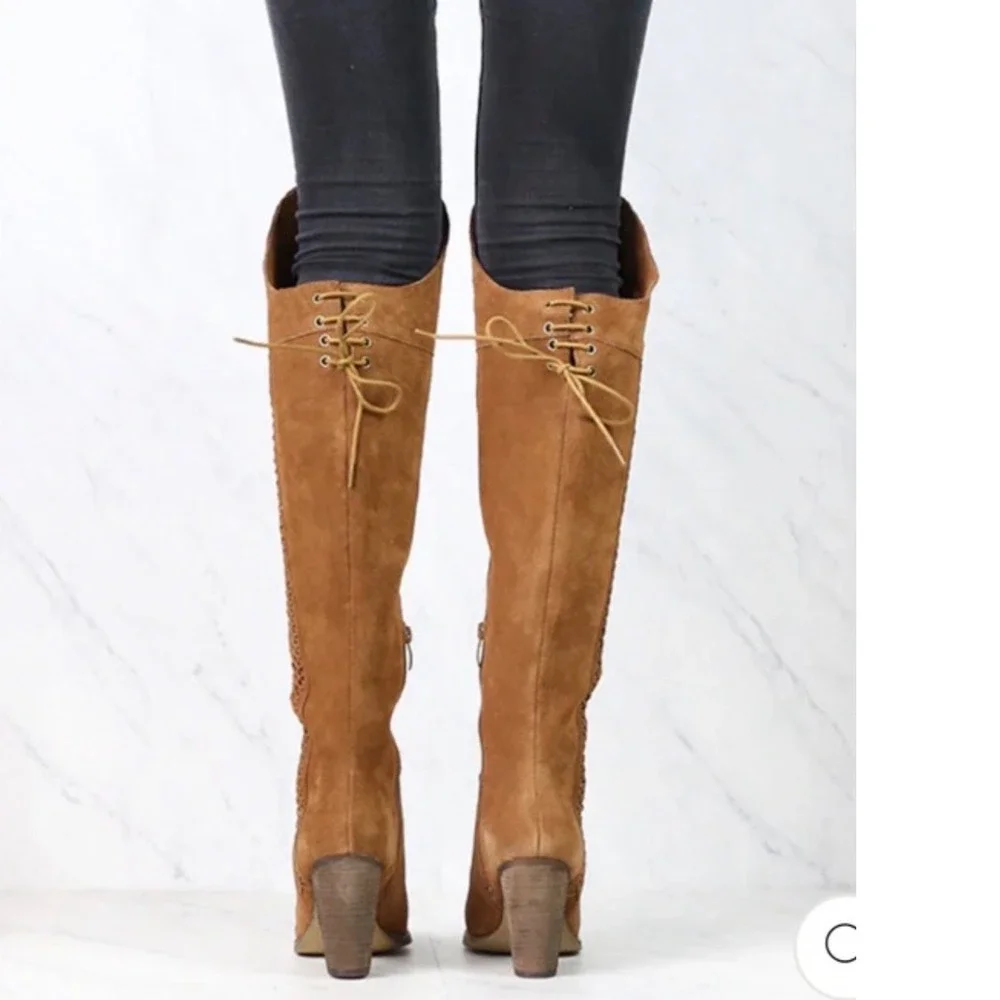SBICCA‎ Gusto Women's Suede Leather Over Knee Heeled Boots Size 8